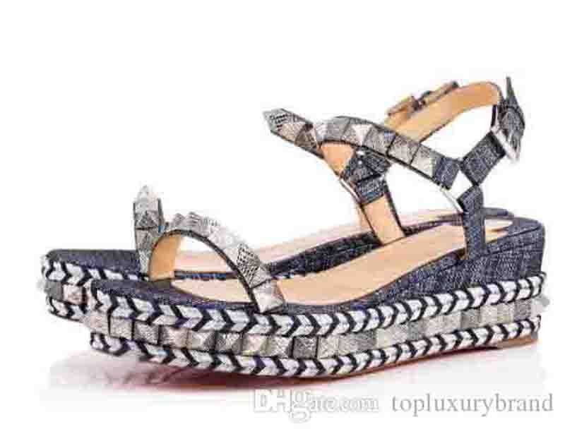 

Summer Women Sandals Flat Red Bottom WOMEN Shoes Wedges Pyraclou/Cataclou Luxe Party Wedding Sandal Cool Woman, Black