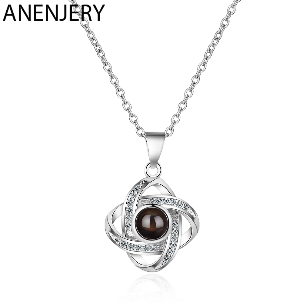 

925 Sterling Silver Zircon Twist Meaningful Necklace For Women Projection Necklaces Valentine's Gift