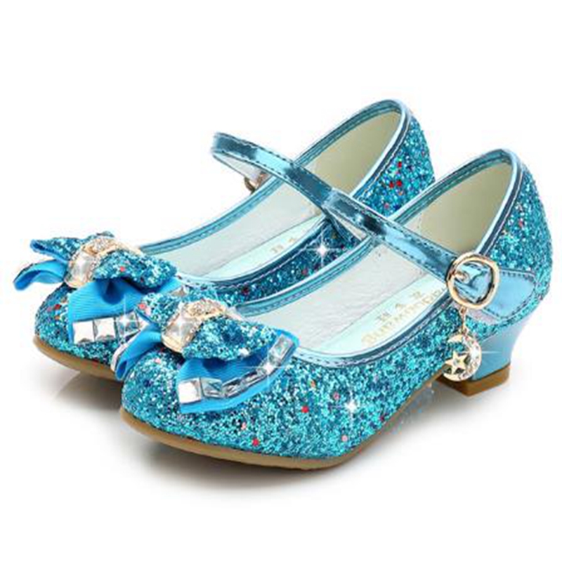 

2020 Children Princess Shoes Girls Sandals High Heel Glitter Rhinestone Enfants Fille Female Party Dress Shoes Girls, Black