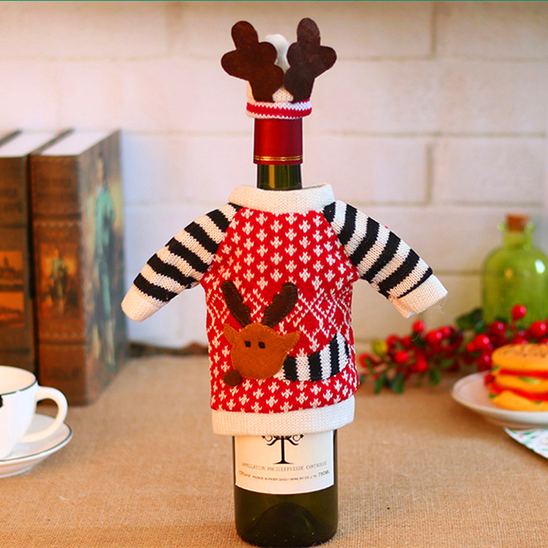 

FILY Christmas Elk Sweater Wine Bottle Cover Christmas Bottle Decorations