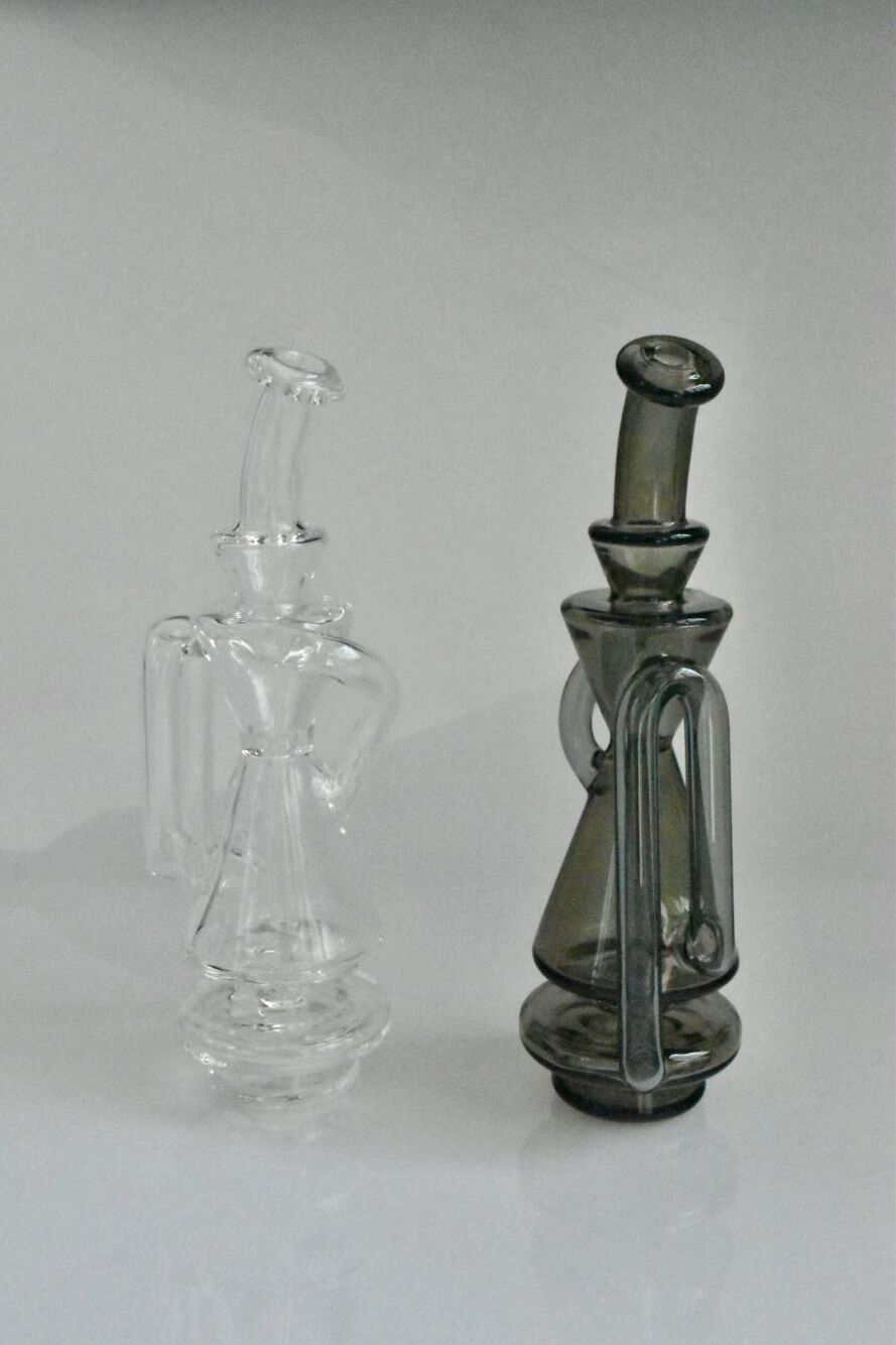 

Multi-color 3 section recycler glass hookah,carta oil rig pipe, 14mm joint, factory direct sales, price concessions