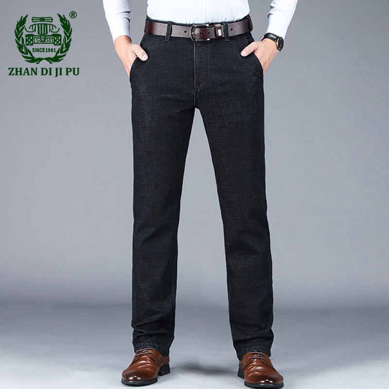 

2020 Men's spring casual brand high quality straight thick jeans autumn cotton denim blue pants man black cowboy long trousers