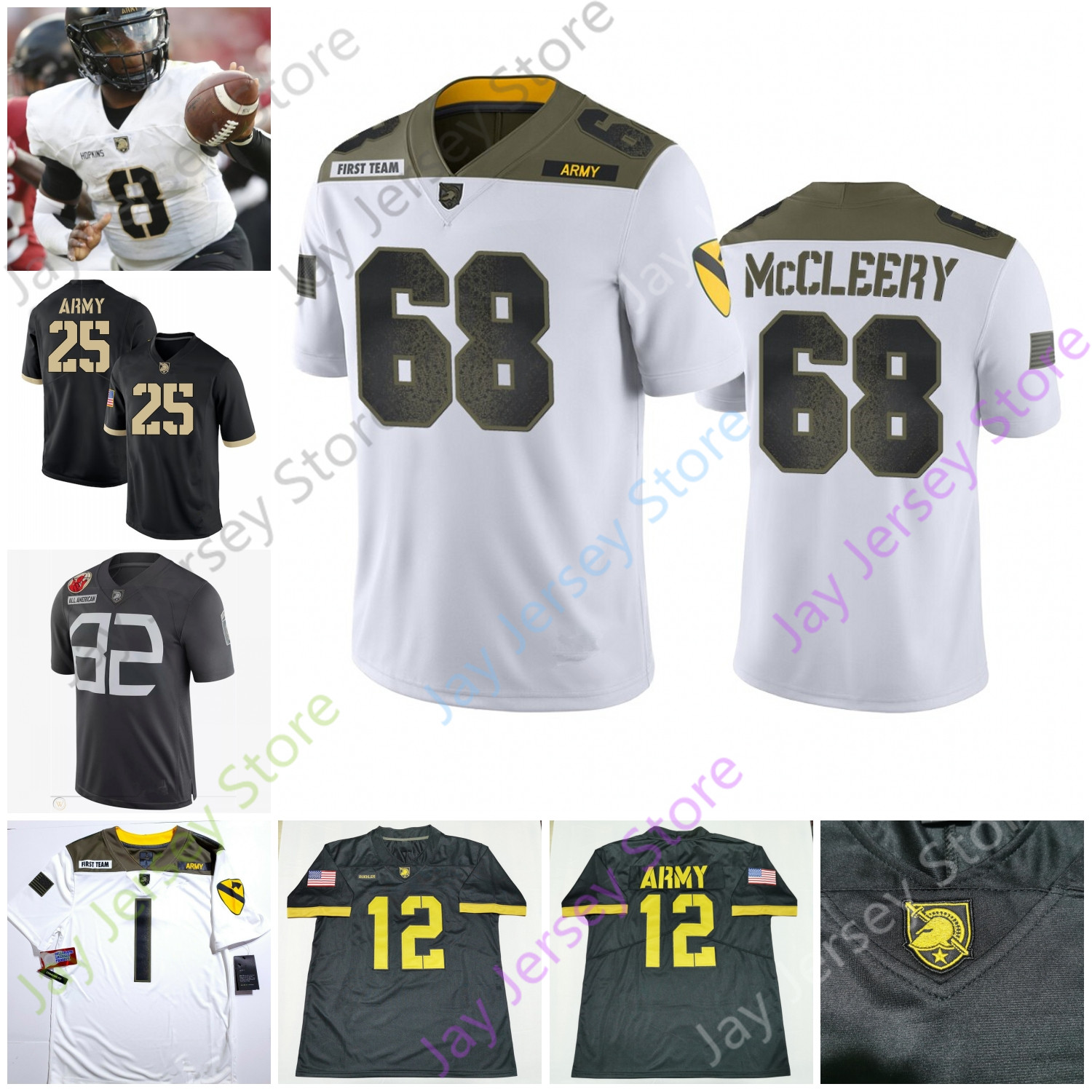 

Custom Army Black Knights Football Jersey NCAA College Sandon McCoy Jabari Laws Cole Christiansen Darnell Woolfolk James Nachtigal Brinson, White