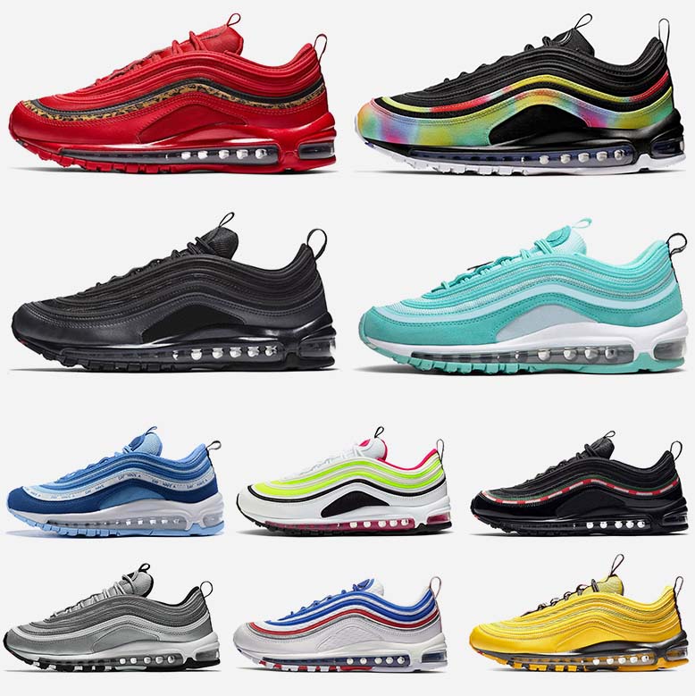 

97s Cushion Red Leopard UNDEFEATED-Black OG Trainers Womens Running Shoes Triple White Tropical Twist Rainbow Volt Mens Sports Sneakers, B17 bright citron 36-45
