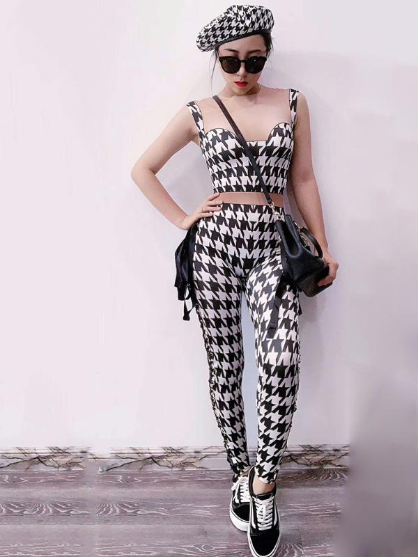 

Jumpsuit lattice Bodysuit women Leggings DS Costume Female Singer Stage Wear Spandex DJ Dance WEAR Party Stretch Jumpsuit Outfit, Same as the picture