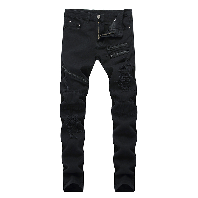 

Slim trousers fashion casual black denim men business jeans pants men's jeans high elastic straight long