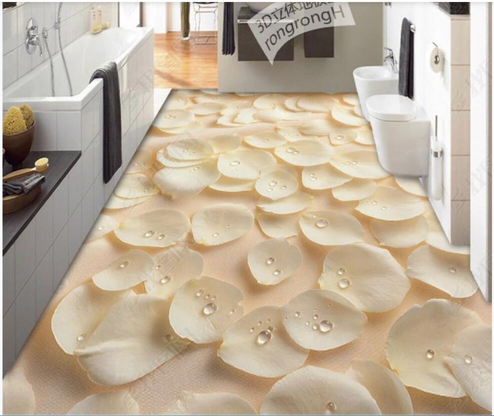 

3d pvc flooring custom photo 3D rose petals dewdrop floor tile tile painting floor painting self adhesive wallpaper 3d wall murals wallpaper, Picture shows