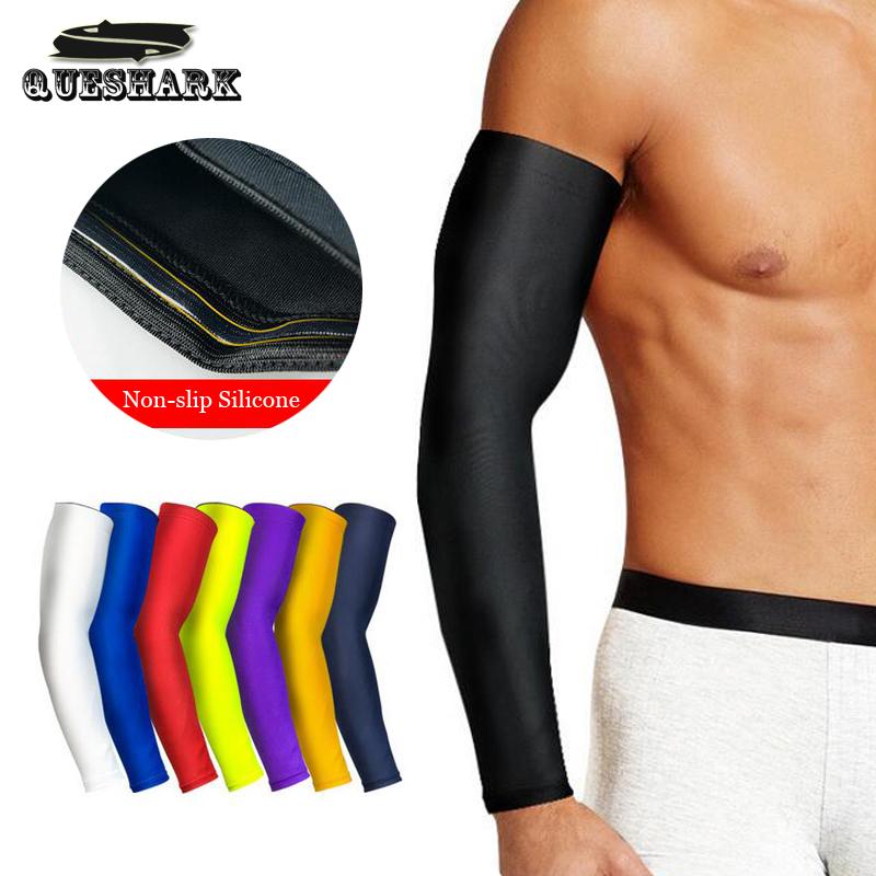 

1Pcs Breathable Quick Dry UV Protection Running Arm Sleeves Basketball Elbow Pad Fitness Armguards Sports Cycling Arm Warmers, Red
