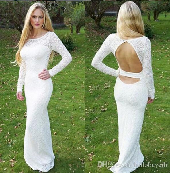 

White Lace Cheap Sexy Long Sleeve Backless African Mermaid Prom Dresses Long 2019 Party Evening Formal Engagement Dresses robe de soiree, Gray