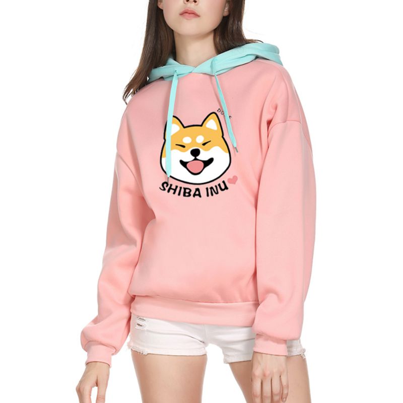 

Autumn Winter Women Fleece Cartoon Pullover Tops Kawaii Sweatshirt Hoodies Fashion Casual Dog Print Harajuku Female Outwear 2020
