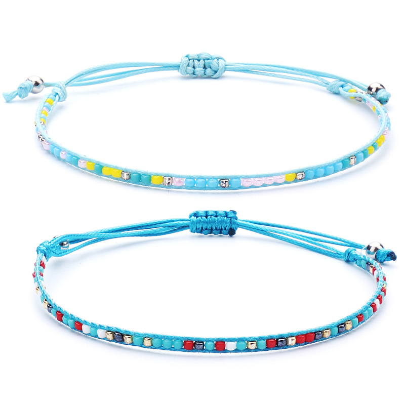 New Popular Womens Handmade Charm Bracelet Adjustable Bohemian Style Small Multicolor Beads Bracelets with Gift-image-440163646