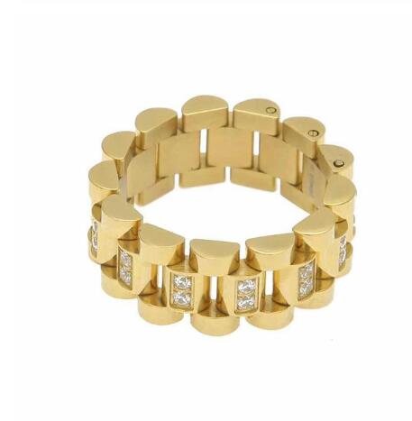 

Luxury Gold Color Chain Design Metal Men's Finger Ring Modern Micro Pave CZ Stone Ring Punk Jewelry Hip Ho