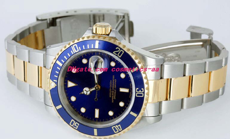Montres de luxe à 2 style bracelet en acier inoxydable en acier doré cadran bleu 40 mm 16613 Chargère coffre mécanique de la mode de la mode masc