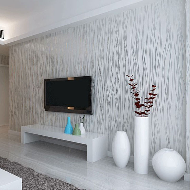 

Fashion Thin Flocking Vertical Stripes Wallpaper For Living Room Sofa Background Walls Home Wallpaper 3D Grey Silver, Customize