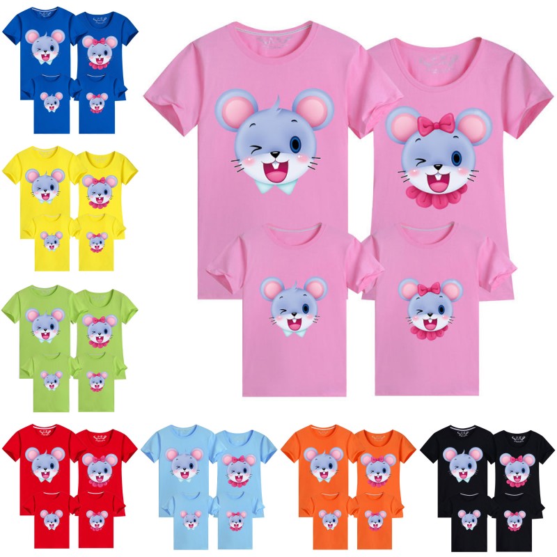 

Mouse Printed Family Matching Clothes Mom Dad and Baby T-shirt Summer Mother and Daughter Clothes Boys Girls Mouse Cotton Top