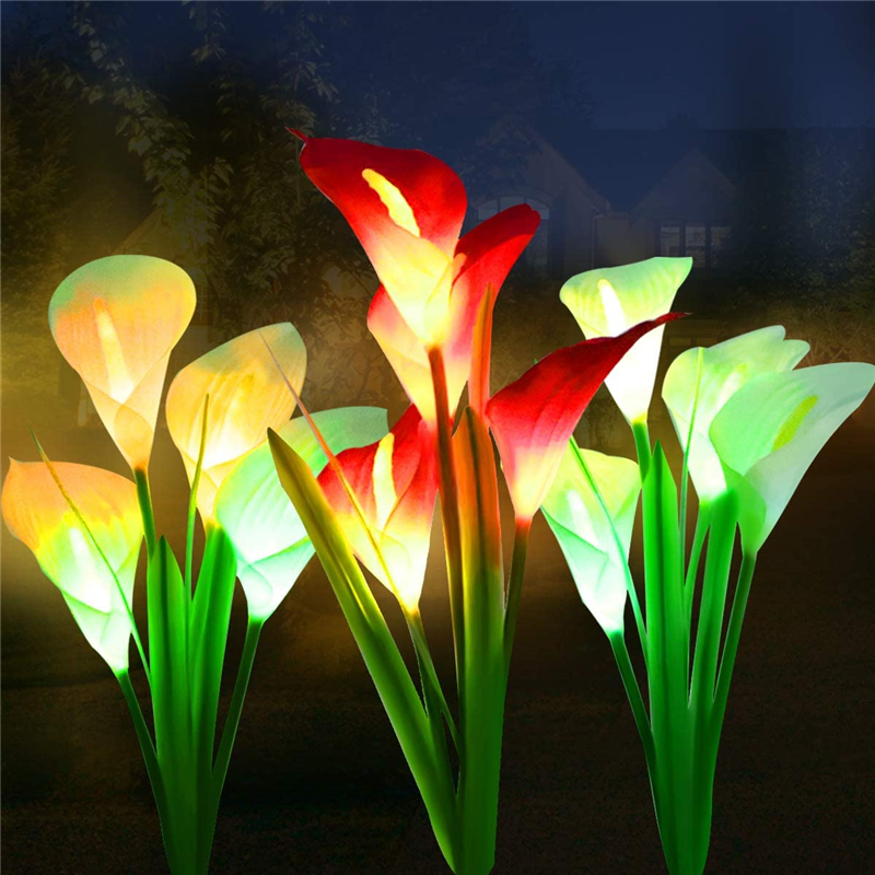 

Solar Flower Lamp Outdoor Multi Color Changing LED Calla Lotus Flowers Light for Garden, Lawn, Backyard