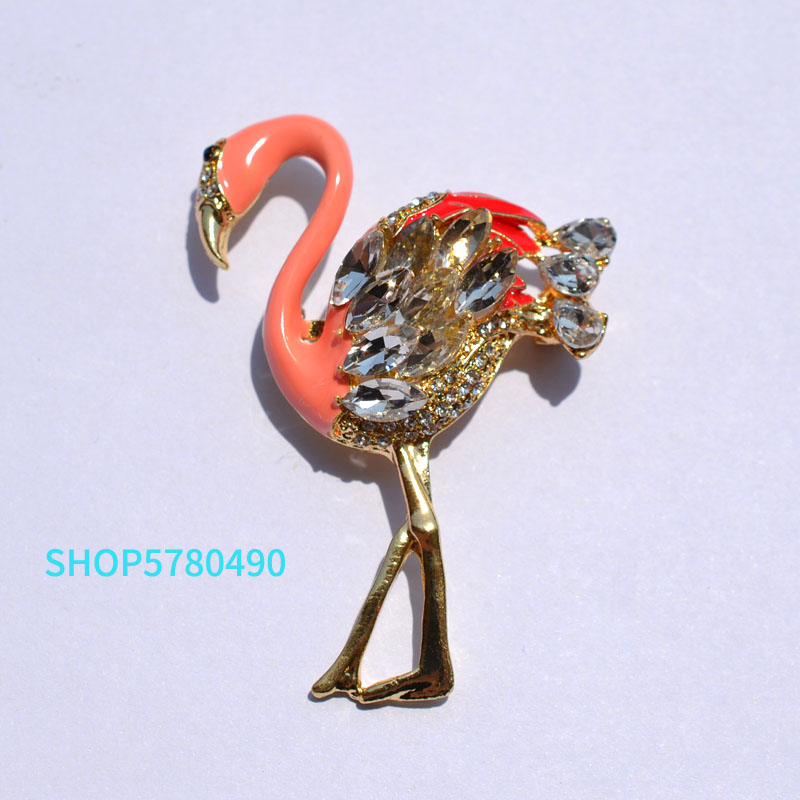 

Pins, Brooches Fashion Jewelry Crystal Flamingo Brooch Multi Coloured Painted Elegant Women Breast Pin Ladies Wedding Dress Accessories