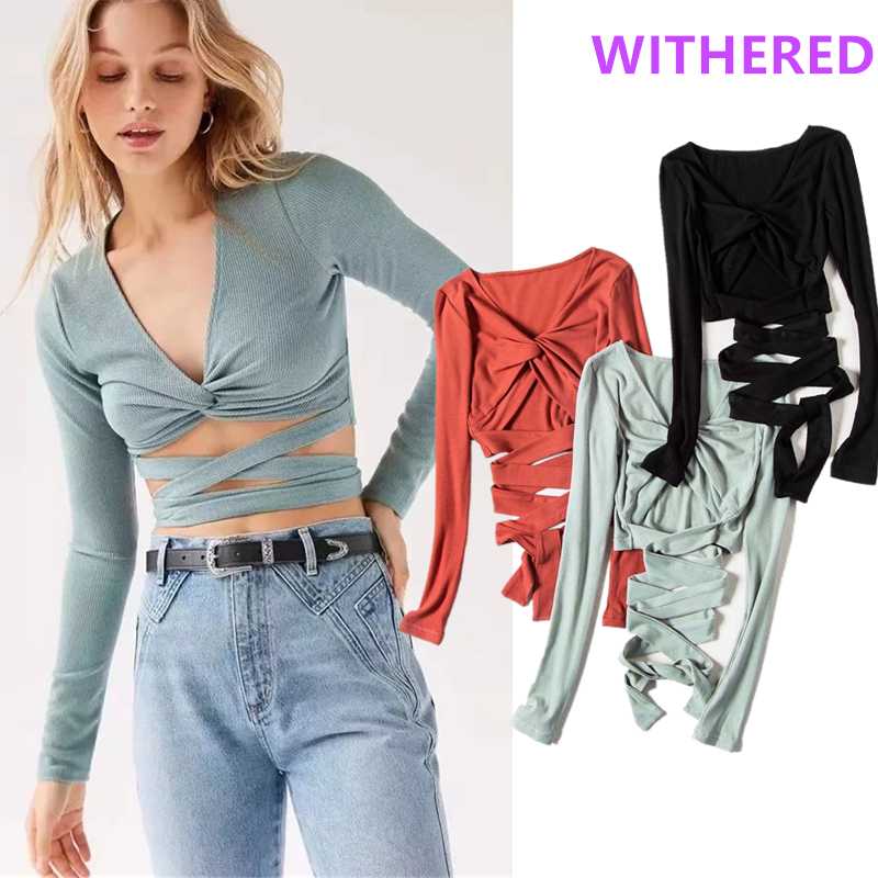 

Withered ins fashion blogger bandage sexy bow short summer t shirt women harajuku tshirt camisetas verano mujer 2020 crop tops, Black