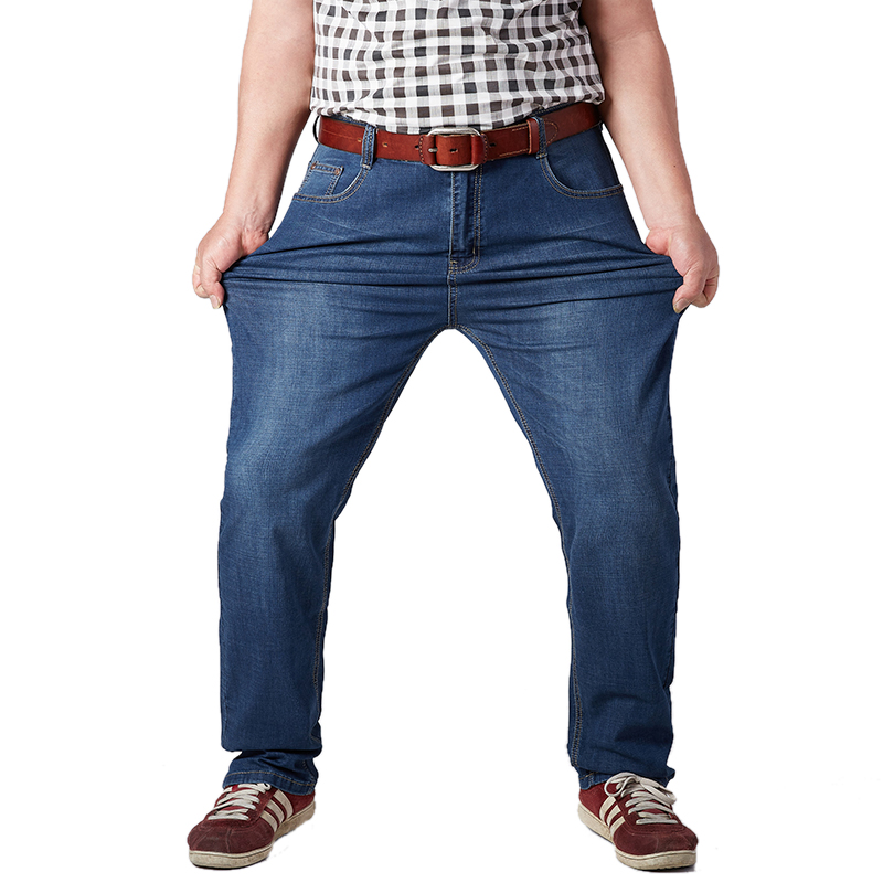 

2020 Classic Straight Baggy Male Jeans New Summer Thin Casual Loose Fit Denim Pants King Size Trouser Overalls Plus Size Mens, Blue