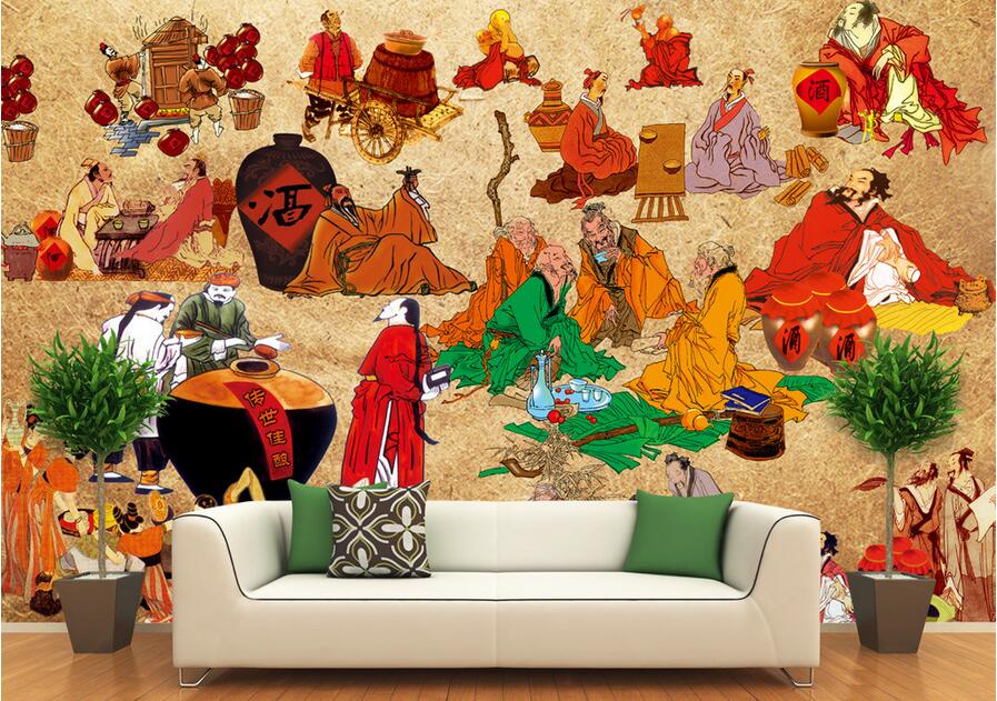 

3d wallpaper custom photo mural Classical Chinese wine culture background Home decor 3d wall murals wallpaper for walls 3 d living room, Non-woven wallpaper
