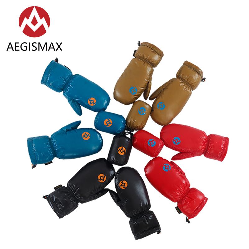 

AEGISMAX Skiing Snowboard Cycling Hiking Camping 95% White Down Nylon Unisex Winter Warm Full Fingers Mitten Gloves, Red