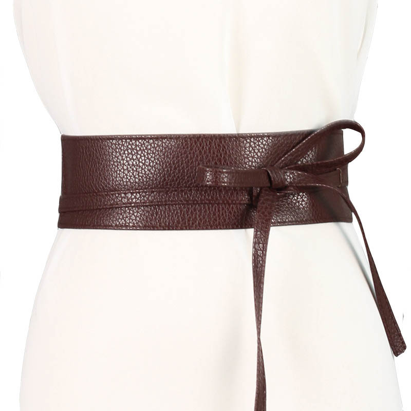 

Belts Fashion Sweet Women Dress Accessories Solid Color Bow Wide Belt Tie Wrap Around Obi Waist Band, Black