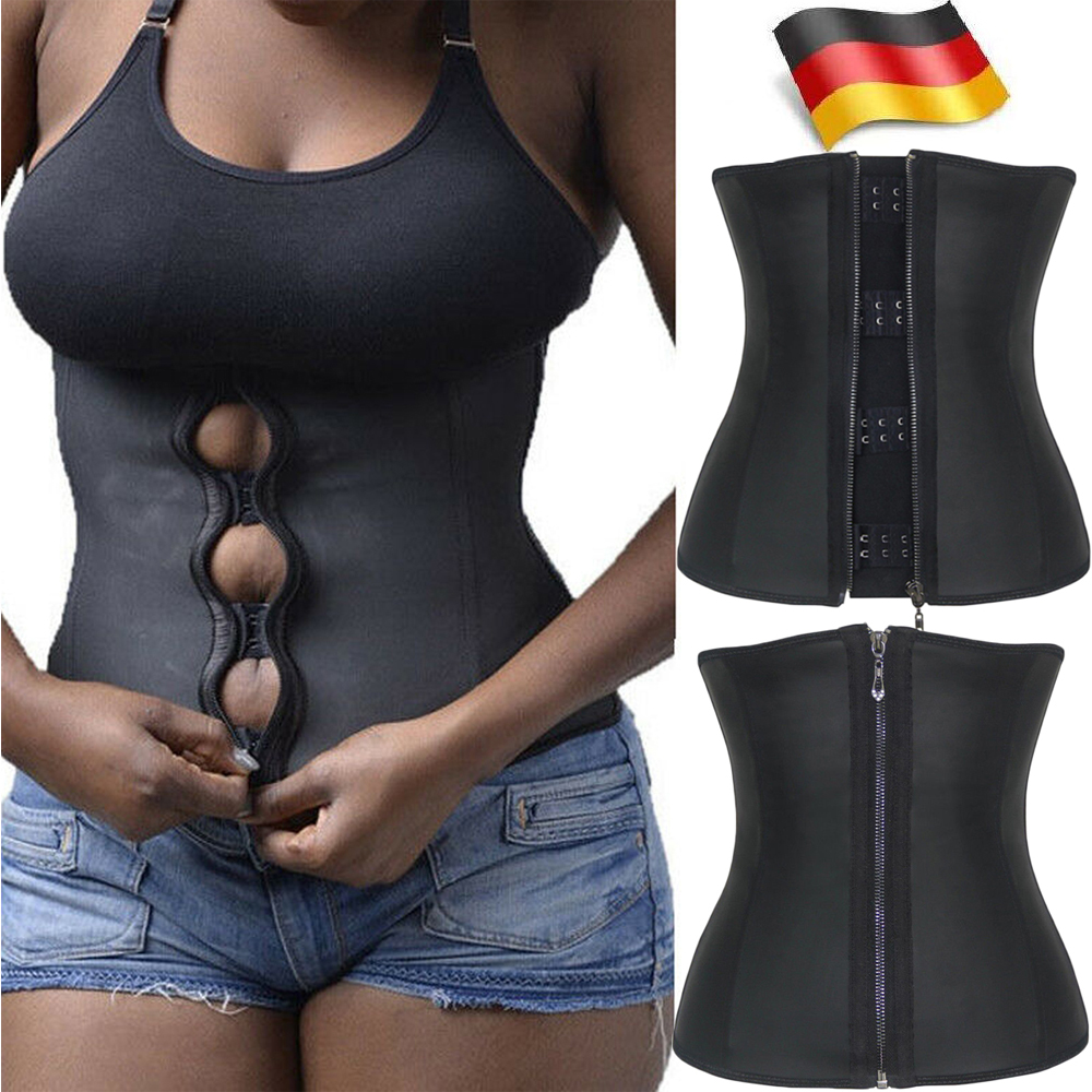 

Corset Body Shaper Latex Rubber Waist Trainer Underbust Slimming Cincher Zipper Trainer Cincher Corset Zip Girdle Belt, Black
