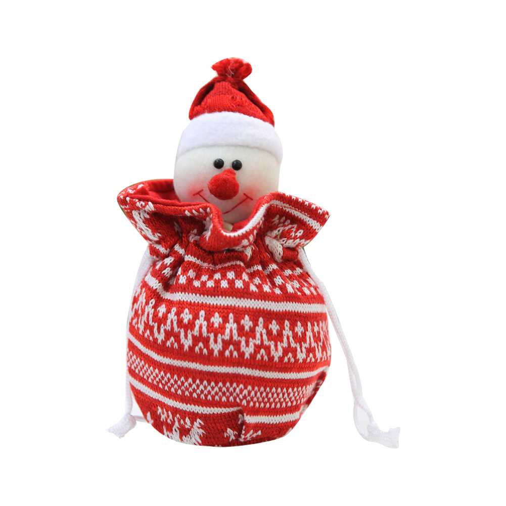 

Christmas Apple Bag Cute Snowman Doll Knitted Candy Cookie Bag Pendant Kids Xmas Gift Party Decoration Snowman