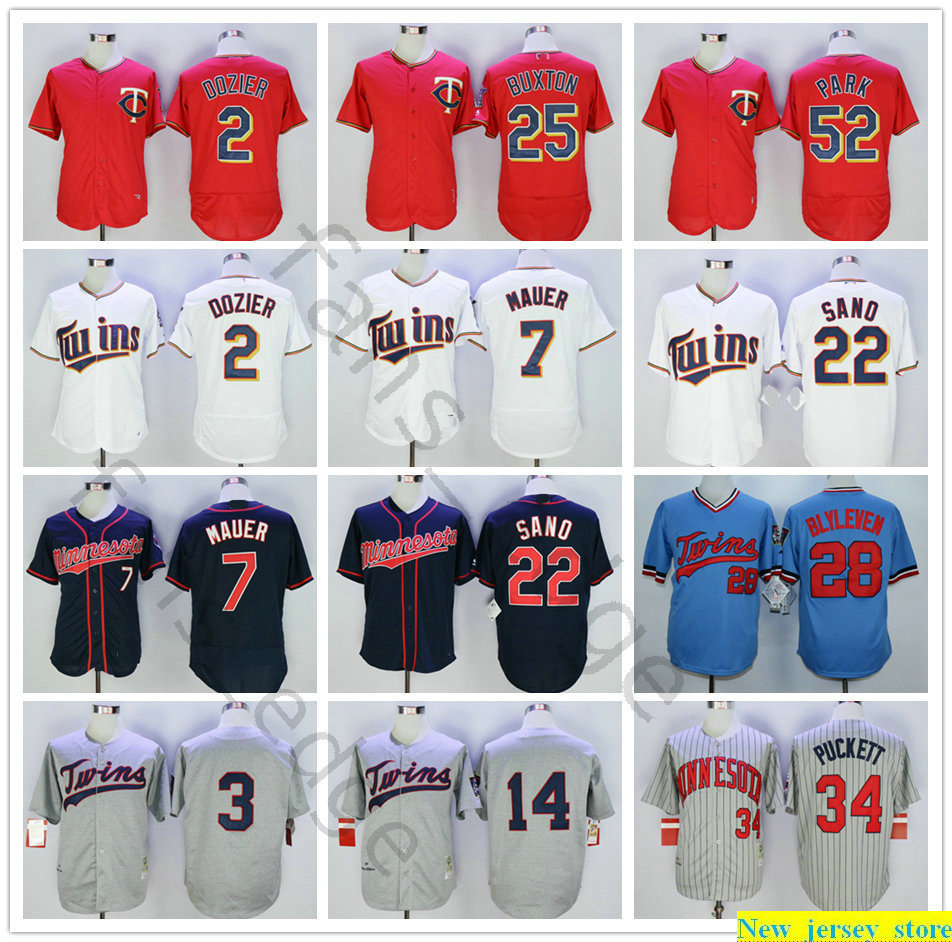 

2019 man women kids Baseball 22 Miguel Sano 25 Byron Buxton 26 Max Kepler 7 Joe Mauer Kent Hrbek Bert Blyleven Kirby Puckett Jersey, As picture