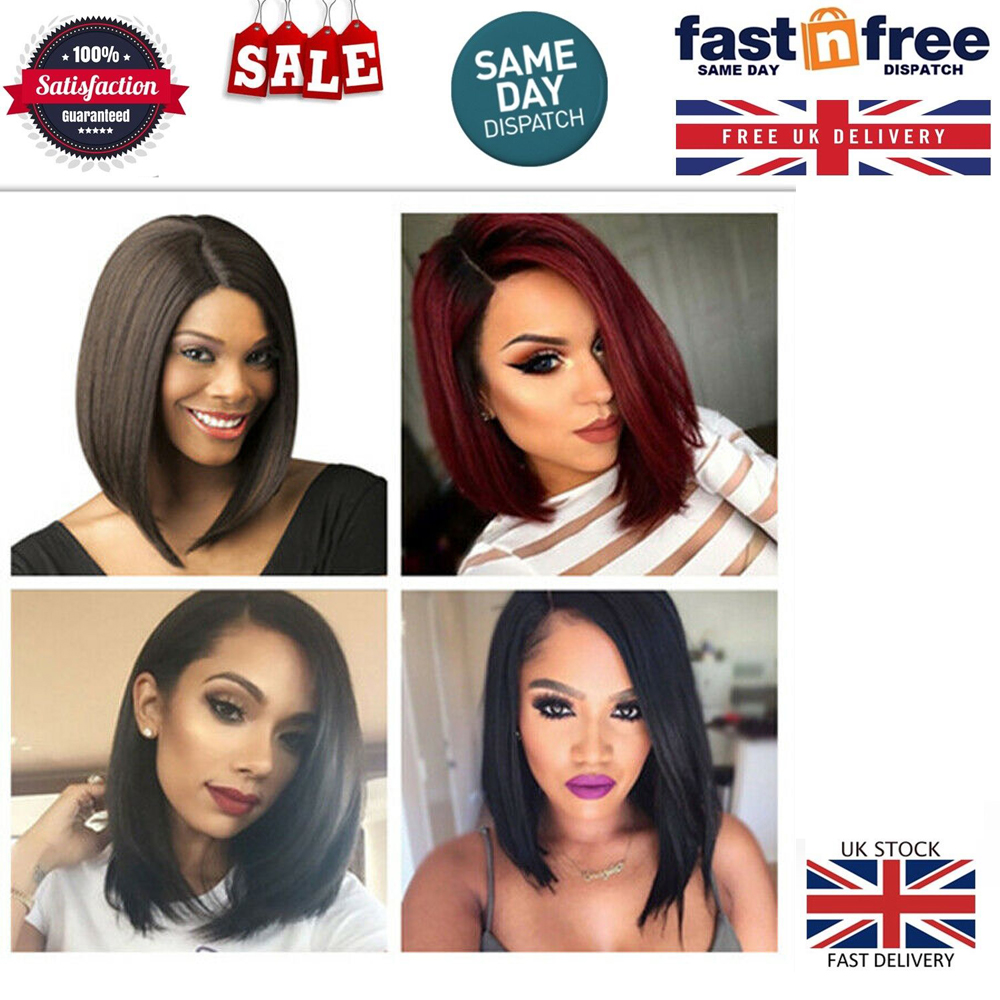 Womens Short Straight Bobo Wig Lace Front Brazilian Glueless Hair Side-parted Bob Cosplay WIGS Heat Resistant Hair-image-482280988