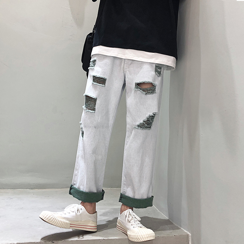 mens white baggy jeans