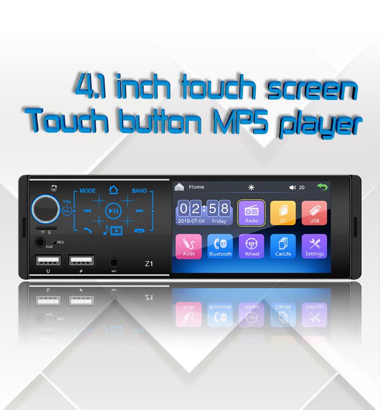 

1Din Car Radio 4"Touch Screen FM/AM/USB/MP5/RDS Bluetooth Audio Player Radio Station Support Remote Control Car Stereo