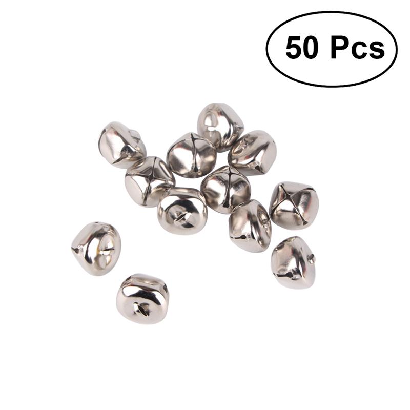 

50Pcs 25mm Christmas Jingle Bell Silver Cross with 20m Red String for Christmas Tree Jewelry Craft