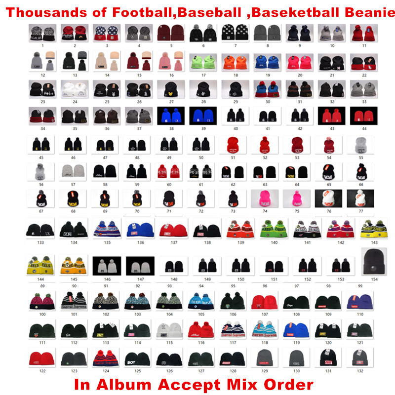 

Wholesale 32Team Cap Beanie Hat with Pom Hats Caps Sport Knit Beanie USA Football Winter Hat More 5000+ Accept Mix Order, Need mix order;ps tell the id
