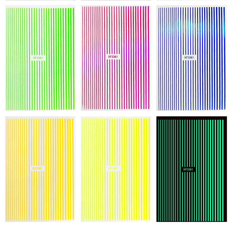 

Luminous Line Nails Sticker Manicure Art Decorations Decals Foil Nail Sticker For Girls, Xf3361 rose red