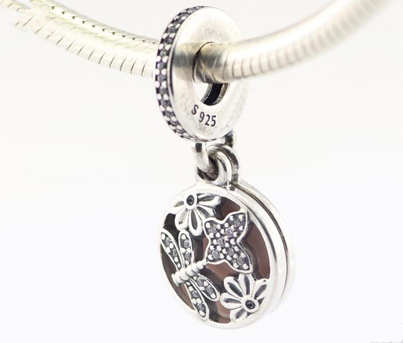 pandora Hollow out Butterfly Dragonfly Enamel Dangle Charms 925 sterling silver loose beads for thread bracelet fashon jewelry authentic-image-442973441