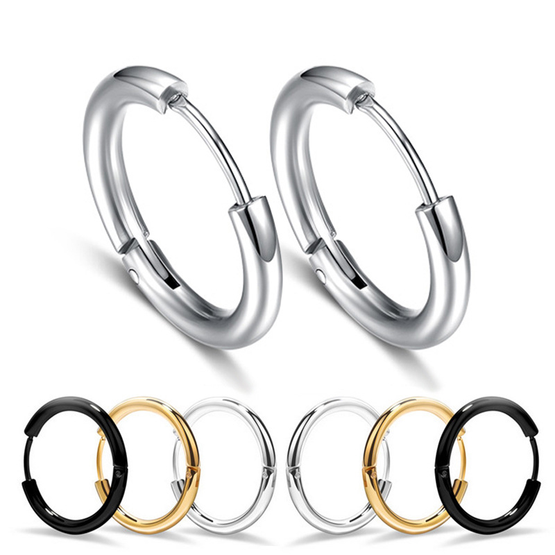 

Hoop Earring Ear nail Ornaments Fashion Male 316L Stainless Steel Black Simple Personality Circle Ear Ring Ear Buckle Huggie