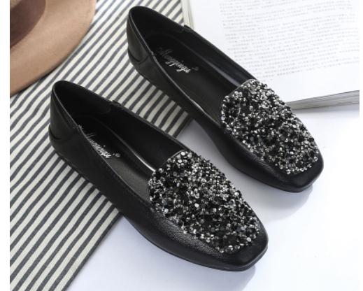 

2019 Women's shoes in Spring and Autumn with New style flat bottom Square head Polyester@B036, White