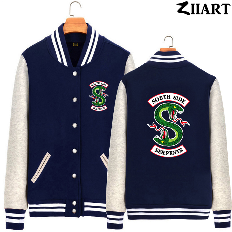 

riverdale south side serpents snake Couple Clothes Girls Woman Full Zip Autumn Winter Fleece Baseball jackets ZIIART, Black