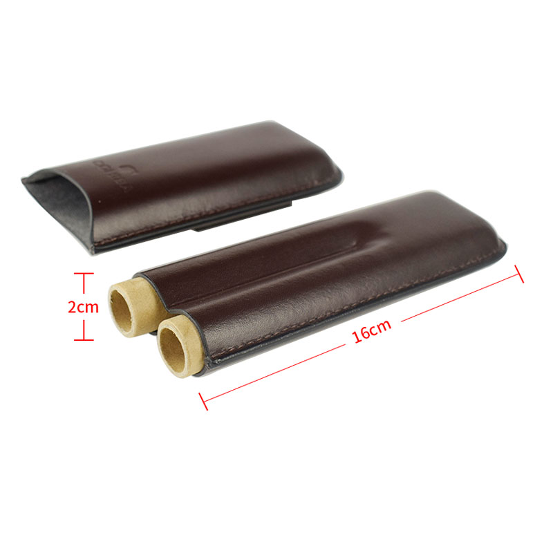 

Retro design unique exquisite packaging exquisite workmanship COHIBA Brown Leather Holder 2 Tube Travel Cigar Case Humidor