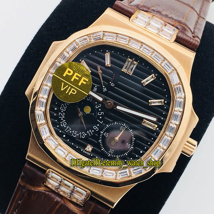 

PFF V2 Upgrade version Sport 5724R-001 Moon Phase Power Reserve Black Dial Automatic 5712 Mens Watch Diamond 904L Steel eternity Watches, Box
