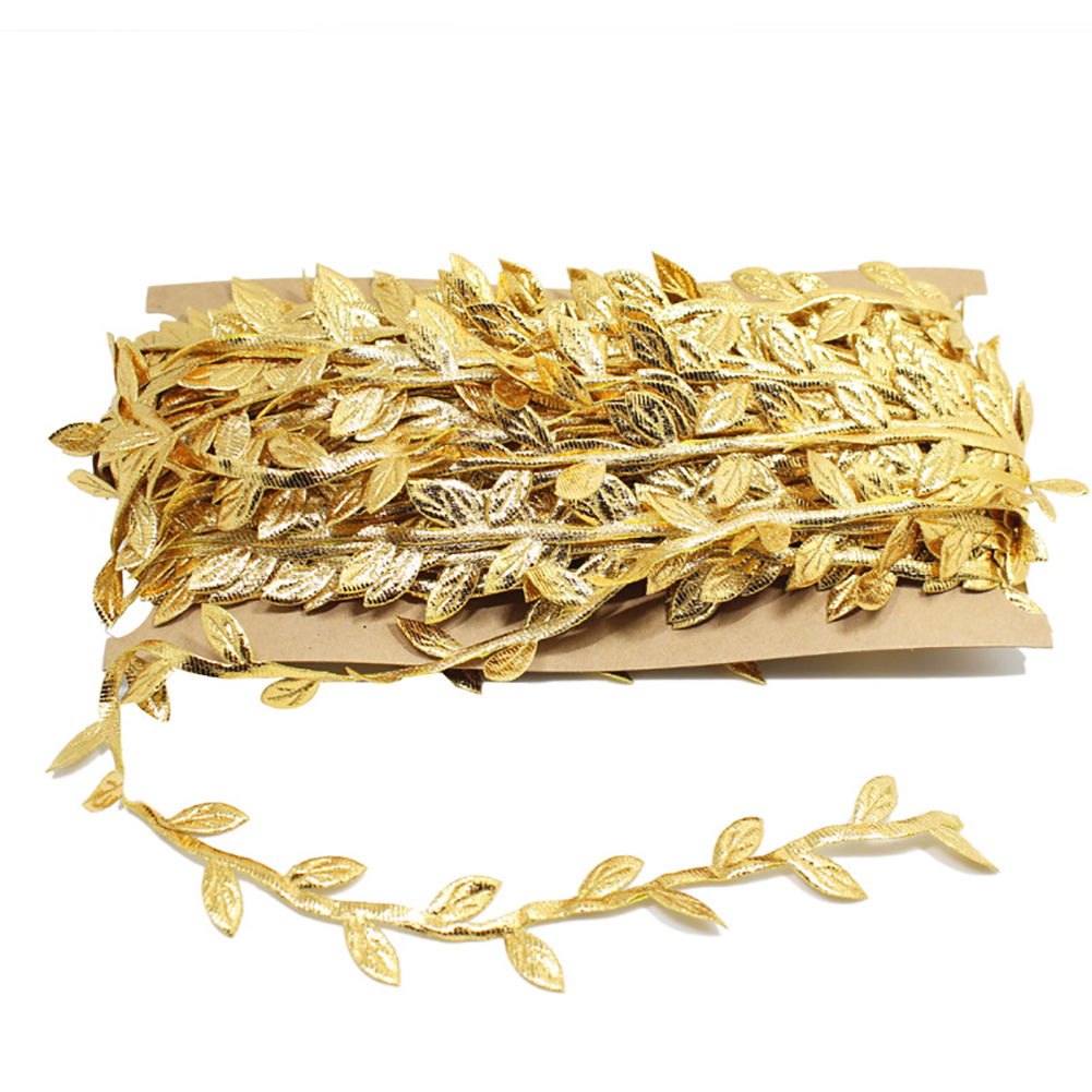 

1Pack Gold Leaf Ribbon Silver Leaf Ribbons Trim Spool Gift Wrapping Diy Crafts Decorations (32Yard,Gold) Golden