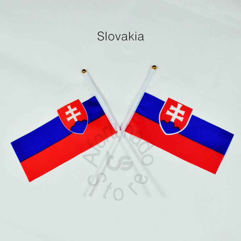 

Slovakia Banner 10 Pieces/Lot 14x21cm Flag 100% Polyester Flags With Plastic Flagpoles For Celebration Decoration Slovakia
