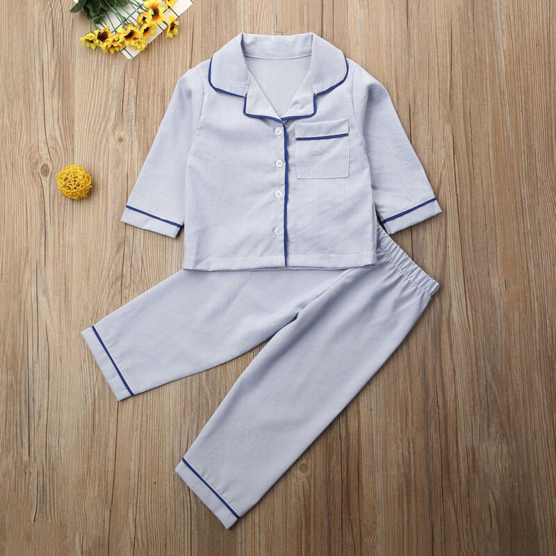 

New Fashion Toddler Baby Boy Girls Autumn Outfits Long Sleeve T-shirt Tops+Pants Set Clothes Sleepwear, Blue