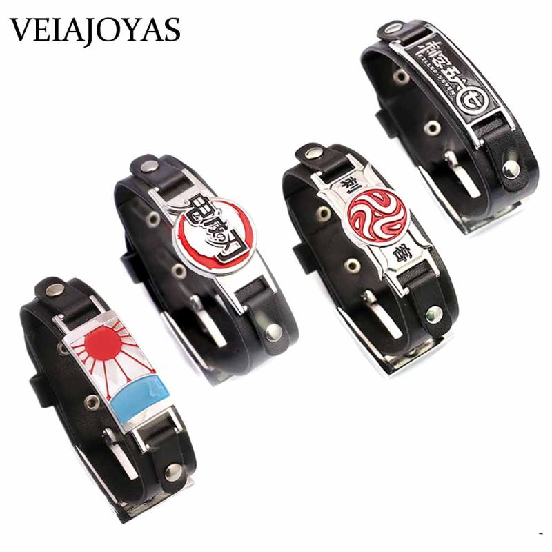 

Black Leather Bracelet For Women Men Hot Anime Killer Seven Demon Blade Charm Wrap Bracelets Bangles Couple Jewelry Accessories