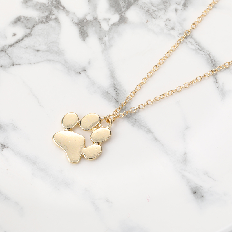 10pcs/lot Love Pet Footprint Pendant Necklace Minimalist Animal Paw Necklace Link Chain Jewelry for Gift-image-476486043