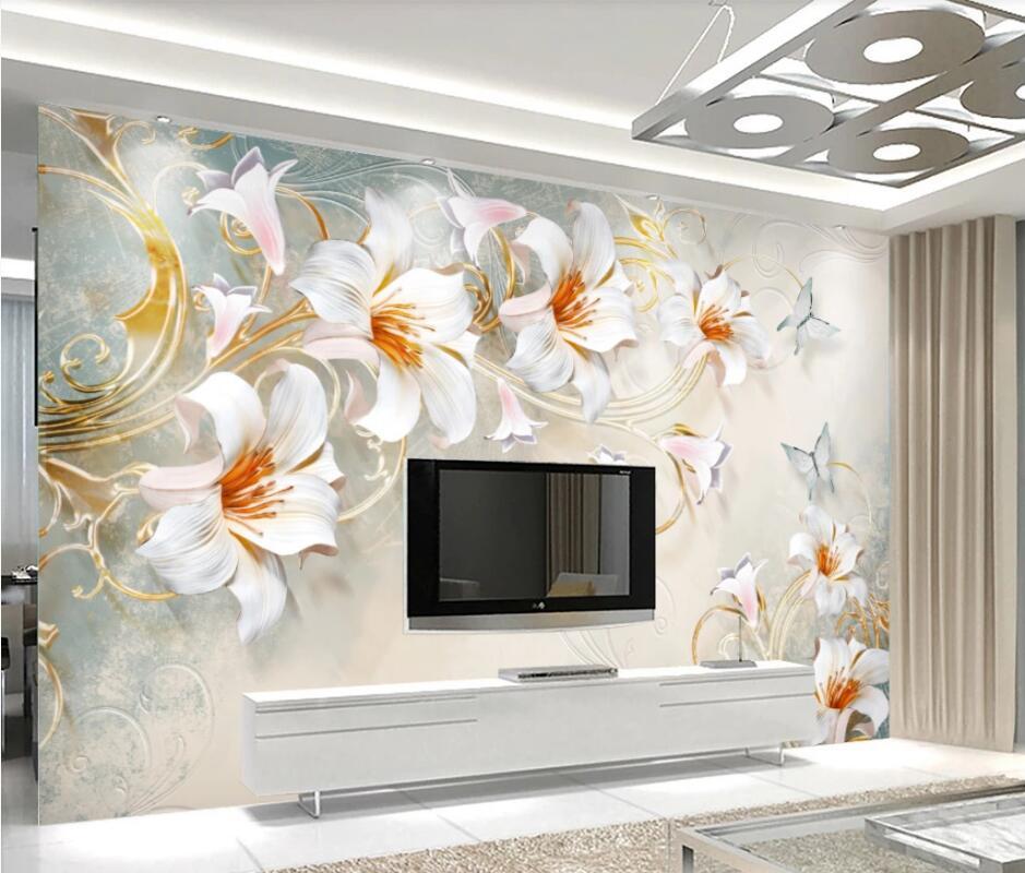 

AINYOOUSEM Jewelry relief three-dimensional flower background wall papier peint papel de parede wallpaper 3d wallpaper stickers, As pic