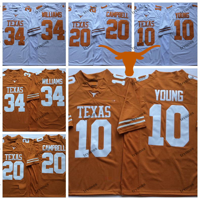 

Mens Texas Longhorns Orange White 10 Vince Young 34 Ricky Williams 20 Earl Campbell College Football Jerseys S-XXXL, Black