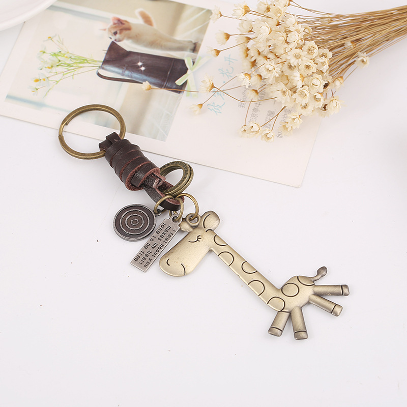 schmuck frauen tier giraffe bronze kette lange halskette anhänger leder