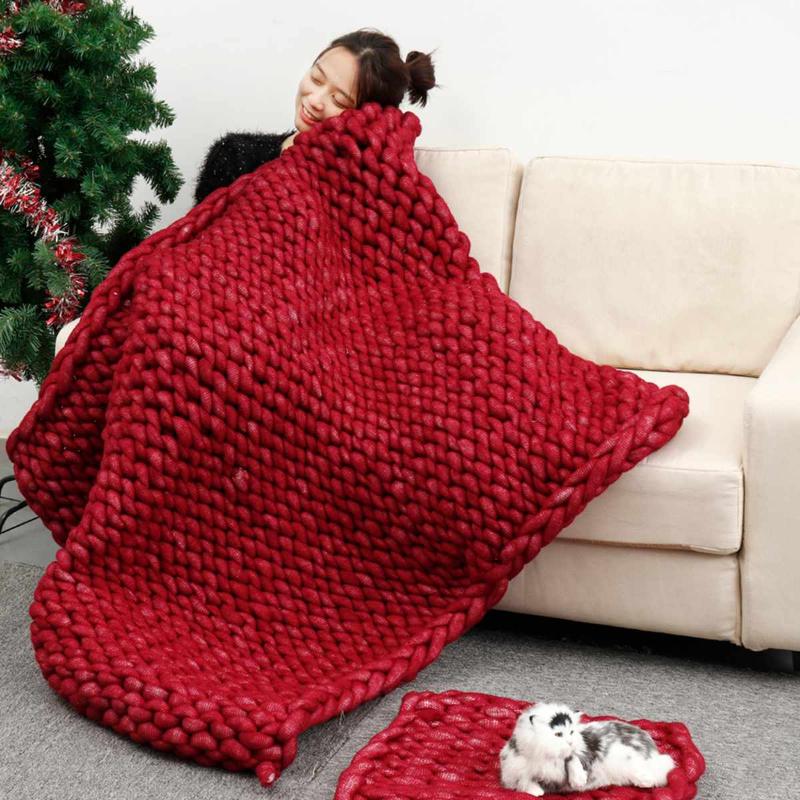 

100x150cm Home Living Soft Thick Line Fleece Blanket Hand Weaving Washable Soft Sofa Knitting Blankets Home Decor Textile